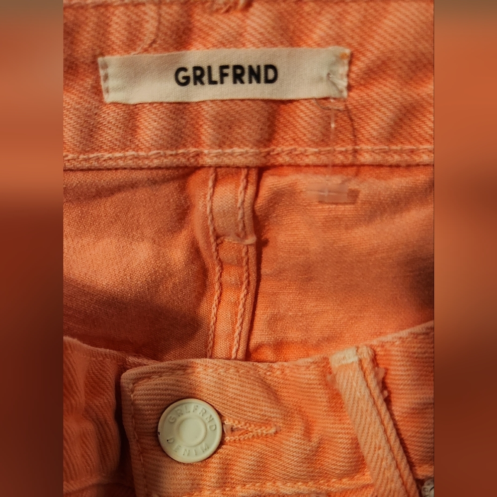 GRLFRND High Rise Jeans in Bright Orange - Picture 4 of 8